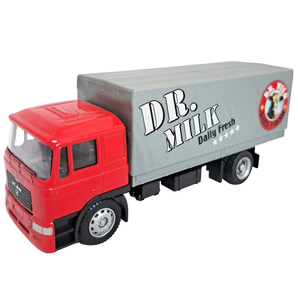 Грузовик MAN доставки молока коллекционная машинка масштаб 1:64 фото