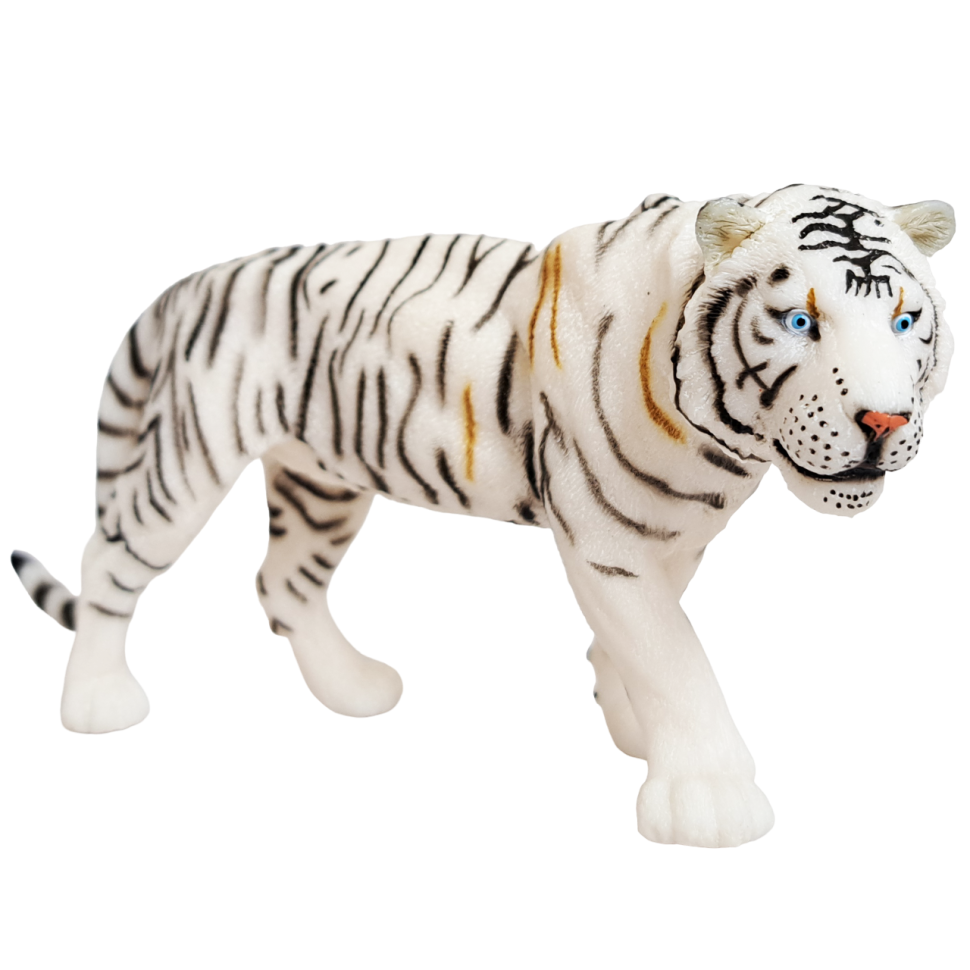 Белый бенгальский тигр 7 см Panthera tigris tigris — фигурка-игрушка дикого животного фото