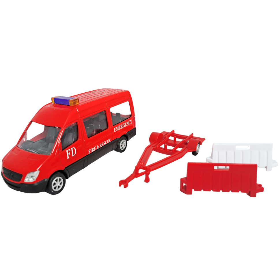 Пожарный фургон с прицепом набор коллекционная машинка масштаб 1:64 фото