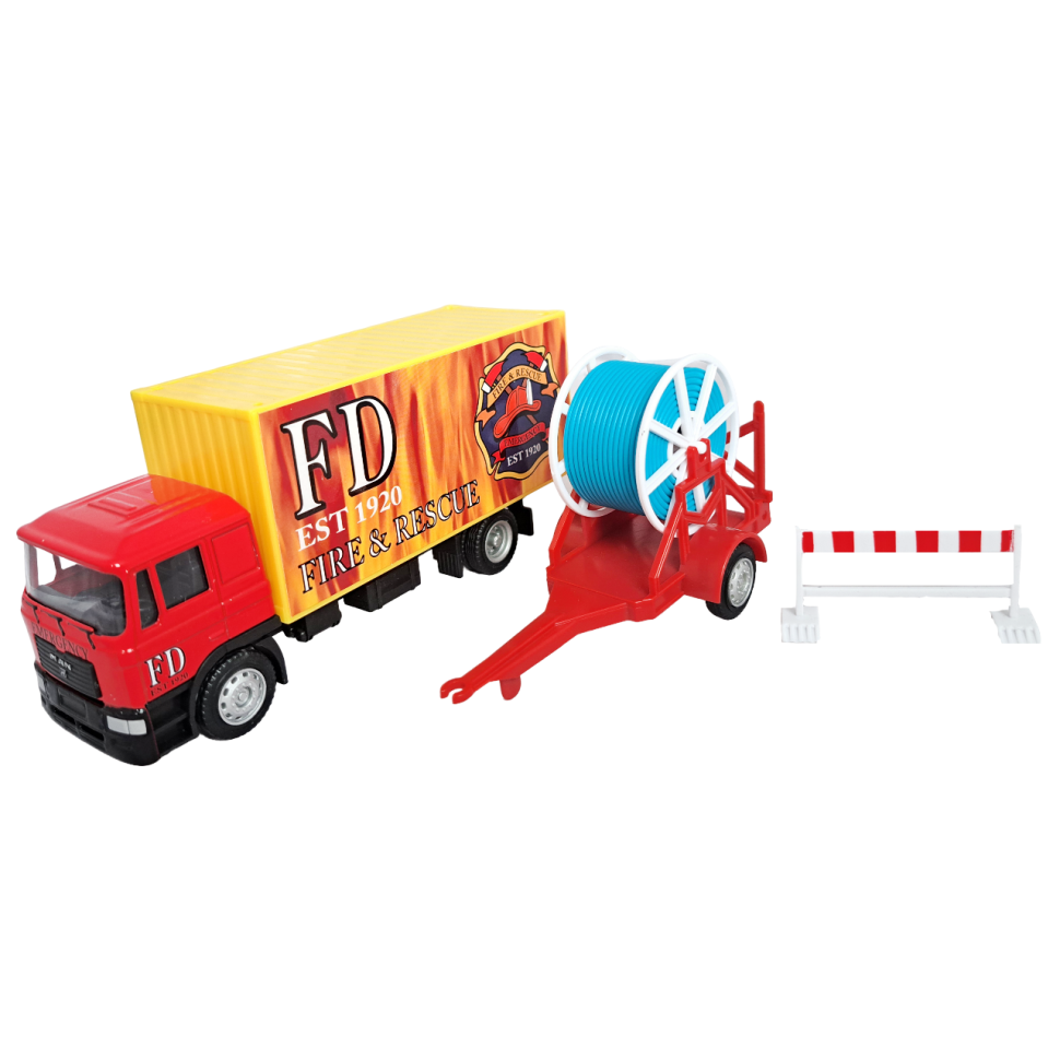 Грузовик MAN пожарной службы с прицепом набор коллекционная машинка масштаб 1:64 фото