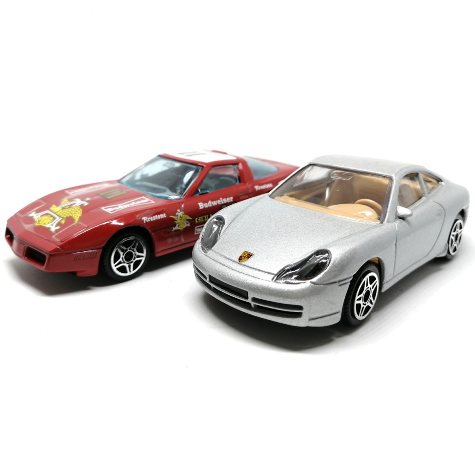 Модель Chevrolet Corvette + Porsche 911 Carrera масштаба 1:43, металл фото