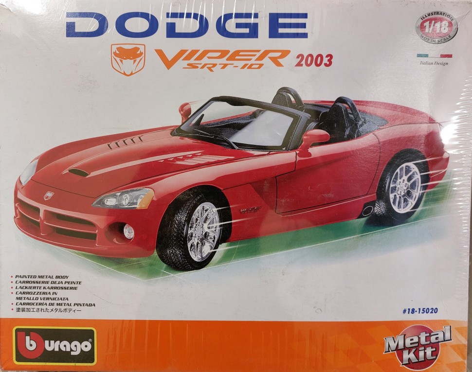 Dodge Viper SRT/10 2003 Bburago 1/18 сборная модель автомобиля, масштаб 1:18 Metal Kit фото