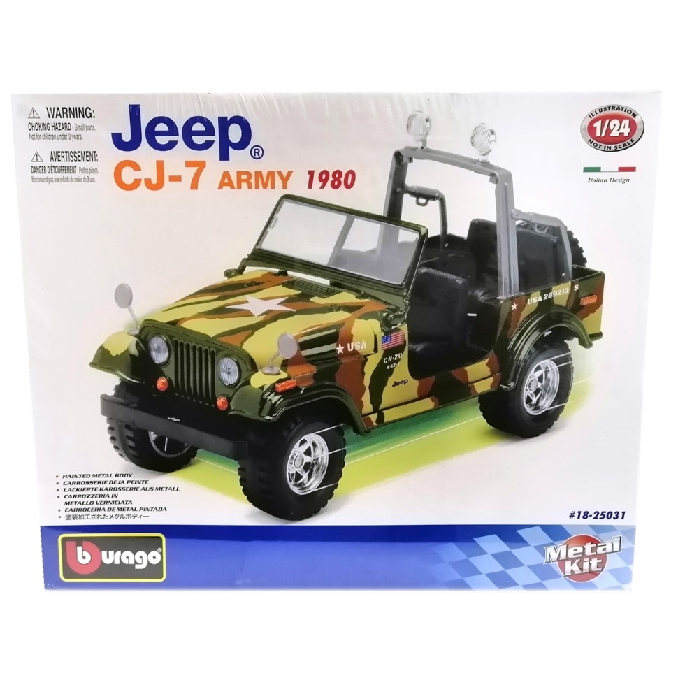 Jeep CJ-7 Army USA (1980) 1:24 сборная металлическая модель автомобиля  фото