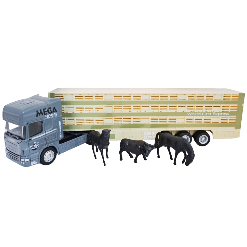 Грузовик скотовоз Scania с фигурками набор коллекционная машинка масштаб 1:64 фото