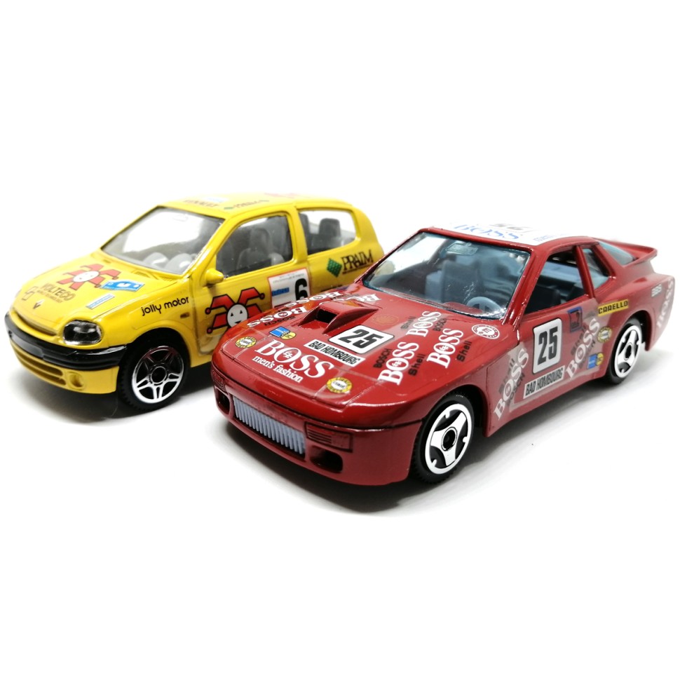 Модель Renault Clio желтый + Porsche 924 масштаба 1:43, металл фото
