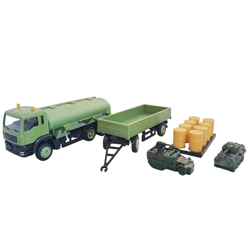 Грузовик бензовоз военный топливозаправщик с прицепом набор коллекционный масштаб 1:64 фото