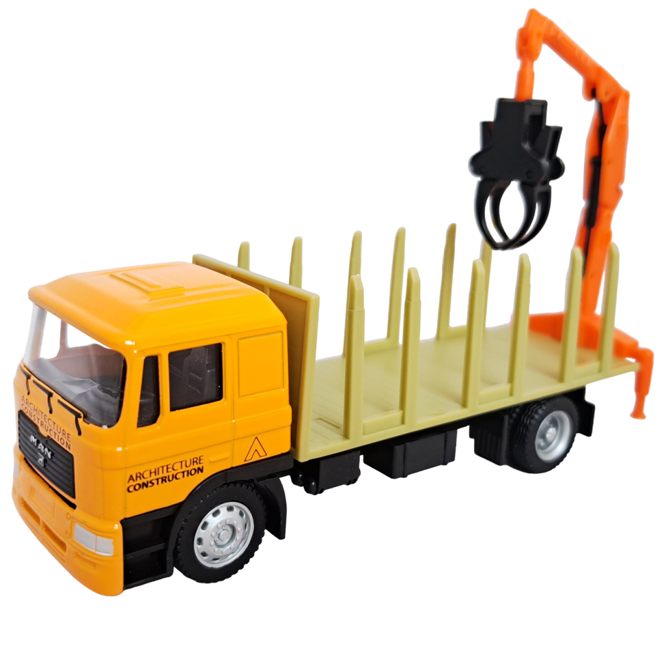 Лесовоз MAN с манипулятором коллекционная машинка масштаб 1:64 фото